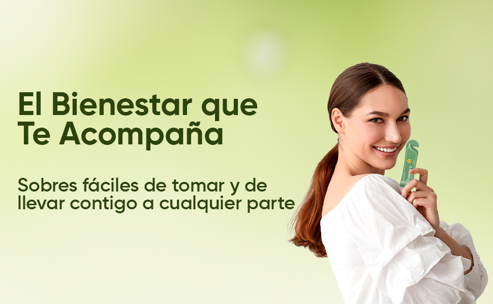 Vitamina C liposomal líquida en sobres, fácil de llevar y tomar