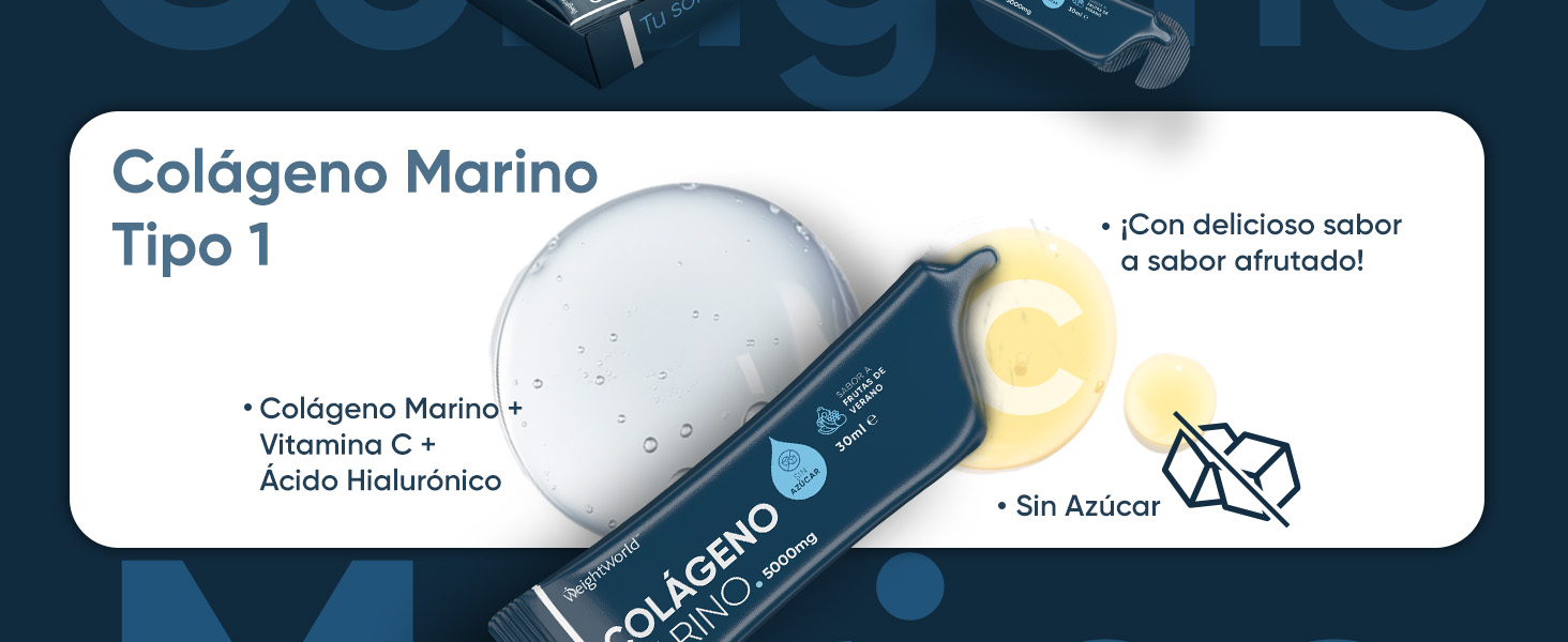 Colágeno marino tipo 1 con Vit C y ácido hialurónico